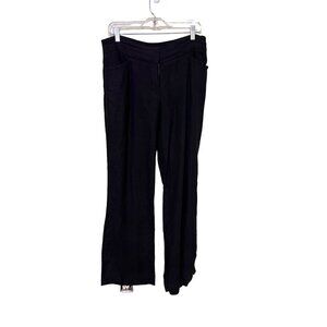 LOFT Black Wide-Leg Linen Pants  Sz 8 Julie Trouser lagrnlook beachy boho